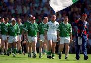 1 July 2001; Limerick captain Barry Foley leads his team during the pre-match parade before the Guinness Munster Senior Hurling Final match between Tipperary and Limerick at Páirc Uí Chaoimh in Cork. Photo by Damien Eagers/Sportsfile