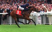 1 July 2001; Rock of Gibralter, with Mick Kinane up, on the way to winning the Anheuser Busch Railway Stakes. The Curragh, Co. Kildare. Horse racing. Picture credit; Ray Lohan / SPORTSFILE