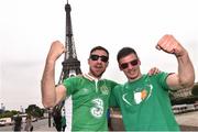 10 June 2016; Brothers Stephen, left and Ian Burke, from Marino, Dublin at the Eiffel Tower in Paris, France.  Photo by David Maher/Sportsfile