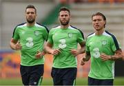11 June 2016; Daryl Murphy, centre, with Shane Duffy, left,  and Jeff Hendrick of Republic of Ireland in action during squad training in Versailles, Paris, France. Photo by David Maher/Sportsfile