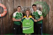 11 June 2016; U14 Féile Peil na nÓg participant Aoife Wafer from Ballygarrett / Realt na Mara GAA Club, Co. Wexford, being presented with a commemorative jersey by John West ambassadors, Philly McMahon, left, and Danny Sutcliffe, at the John West Féile National Skills Star Challenge 2016, at the National Games Development Centre, Abbotstown, Dublin. Photo by Sportsfile