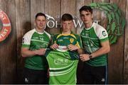 11 June 2016; U14 Féile na nGael participant Adam Boyle from Trim Gaa Club, Co. Meath, being presented with a commemorative jersey by John West ambassadors, Philly McMahon, left, and Danny Sutcliffe, at the John West Féile National Skills Star Challenge 2016, in the National Games Development Centre, Abbotstown, Dublin. Photo by Sportsfile