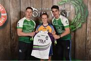 11 June 2016; U14 Féile Peil na nÓg participant Muireann Devaney, from Glencar Manorhamilton GAA Club, Co. Leitrim, being presented with a commemorative jersey by John West ambassadors, Philly McMahon, left, and Danny Sutcliffe, at the John West Féile National Skills Star Challenge 2016, at the National Games Development Centre, Abbotstown, Dublin. Photo by Sportsfile