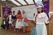 9 June 2016; Pictured at the Beacon Hotel Dare to be Different style competition is celebrity judge Lorraine Keane with finalists during the Bulmer's Evening Meeting in Leopardstown, Co. Dublin. Photo by Cody Glenn/Sportsfile