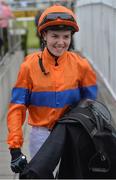 9 June 2016; Jockey Ana O'Brien after winning the Copper Face Jacks Handicap on No Biggie during the Bulmer's Evening Meeting in Leopardstown, Co. Dublin. Photo by Cody Glenn/Sportsfile