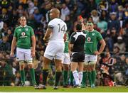 11 June 2016; CJ Stander, right, of Ireland is shown a straight red card by referee Mathieu Raynal during the 1st test of the Castle Lager Incoming series between South Africa and Ireland at the DHL Newlands Stadium in Cape Town, South Africa. Photo by Brendan Moran/Sportsfile