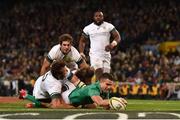 11 June 2016; Conor Murray of Ireland scores his side's second try despite the tackle of Lood de Jager of South Africa during the 1st test of the Castle Lager Incoming series between South Africa and Ireland at the DHL Newlands Stadium in Cape Town, South Africa. Photo by Brendan Moran/Sportsfile