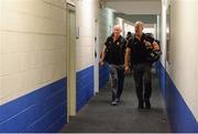 11 June 2016; Kilkenny manager Brian Cody, left, and selector Michael Dempsey make their way to the dressing-room prior to the Leinster GAA Hurling Senior Championship Semi-Final match between Dublin and Kilkenny at O'Moore Park in Portlaoise, Co. Laois. Photo by Daire Brennan/Sportsfile