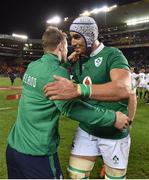 11 June 2016; Ultan Dillane, right, of Ireland celebrates with team-mate Matt Healy after the 1st test of the Castle Lager Incoming series between South Africa and Ireland at the DHL Newlands Stadium in Cape Town, South Africa. Photo by Brendan Moran/Sportsfile