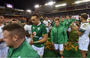11 June 2016; Members of the Ireland team, including Ultan Dillane, 2nd from left, and Kieran Marmion are applauded from the pitch by South Africa after the 1st test of the Castle Lager Incoming series between South Africa and Ireland at the DHL Newlands Stadium in Cape Town, South Africa. Photo by Brendan Moran/Sportsfile