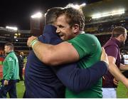 11 June 2016; Jamie Heaslip of Ireland with defence coach Andy Farrell after the 1st test of the Castle Lager Incoming series between South Africa and Ireland at the DHL Newlands Stadium in Cape Town, South Africa. Photo by Brendan Moran/Sportsfile