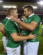 11 June 2016; Paddy Jackson, left, and Jared Payne of Ireland after the 1st test of the Castle Lager Incoming series between South Africa and Ireland at the DHL Newlands Stadium in Cape Town, South Africa. Photo by Brendan Moran/Sportsfile