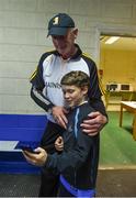 11 June 2016; Eleven year old Cuán Manning, from the St Jude's GAA Club, takes a selfie with Kilkenny manager Brian Cody after the Leinster GAA Hurling Senior Championship Semi-Final match between Dublin and Kilkenny at O'Moore Park in Portlaoise, Co. Laois. Photo by Ray McManus/Sportsfile