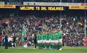 11 June 2016; The Ireland team stand for the National Anthem before the 1st test of the Castle Lager Incoming series between South Africa and Ireland at the DHL Newlands Stadium in Cape Town, South Africa. Photo by Brendan Moran/Sportsfile