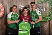 11 June 2016; U14 Féile Peil na nÓg participant Cathal Fallon from Cill / Choirin / Cluain Beirne GAA Club, Co. Galway, being presented with a commemorative jersey by John West ambassadors, Philly McMahon, left, and Danny Sutcliffe, at the John West Féile National Skills Star Challenge 2016, in the National Games Development Centre, Abbotstown, Dublin. Photo by Sportsfile