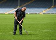 12 June 2016; Semple Stadium groundsman Dave Hanley tends to the grass prior to the Munster GAA Football Senior Championship Semi-Final match between Tipperary and Cork at Semple Stadium in Thurles, Co Tipperary. Photo by Piaras Ó Mídheach/Sportsfile