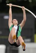 10 July 2010; Claire Wilkinson, Ballymena & Andtrim AC, on her way to finishing in third place with a best of 3.60m in the Women's Pole Vault at the Woodie's DIY AAI Senior Track & Field Championships. Morton Stadium, Santry, Dublin. Picture credit: Brendan Moran / SPORTSFILE