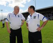 27 June 2010;  Monaghan manager, Seamus McEnaney, right, and his assistant Paul Grimley, before the game. Ulster GAA Football Senior Championship Semi-Final, Fermanagh v Monaghan, Kingspan Breffni Park, Cavan. Picture credit: Oliver McVeigh / SPORTSFILE