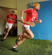 11 July 2010; Cork midfield pair Cathal Naughton and Tom Kenny, left, run out from the dressing room before the game. Munster GAA Hurling Senior Championship Final, Cork v Waterford, Semple Stadium, Thurles, Co. Tipperary. Picture credit: Ray McManus / SPORTSFILE