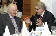 13 July 2010; Former Irish Times GAA Correspondent Paddy Downey, left, along with Dr Maurice Hayes, Secretary of the Down County Board in 1960/61, in attendance at the ASJI / Lucozade Sport Luncheon to honour Down 1960 & 1961 Teams. Croke Park, Dublin. Picture credit: Oliver McVeigh / SPORTSFILE
