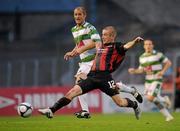13 July 2010; Paddy Madden, Bohemians, in action against Steven Evans, The New Saints FC. UEFA Champions League Second Qualifying Round - 1st Leg, Bohemians v The New Saints FC, Dalymount Park, Dublin. Picture credit: David Maher / SPORTSFILE