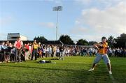 14 July 2010; James Ryan, Craobh Chiarain, Dublin, on his way to victory in the Bord Gáis Energy Crossbar Challenge at half-time in the Bord Gáis Energy GAA Hurling Under 21 Leinster Final between Dublin and Wexford. Parnell Park, Dublin. Picture credit: Stephen McCarthy / SPORTSFILE