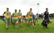 12 June 2016; The Donegal team leaving the pitch after the game. Ulster GAA Football Senior Championship Quarter-Final match between Donegal and Fermanagh  at MacCumhaill Park in Ballybofey, Co. Donegal. Photo by Philip Fitzpatrick/Sportsfile