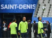 12 June 2016; Zlatan Ibrahimovic, right, of Sweden during squad training at the Stade de France in Saint Denis, Paris, France. Photo by David Maher/Sportsfile