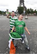 12 June 2016;  Republic of Ireland supporters Sean Convie, left, and Martin Millar, from Armagh, are photographed in front of the Eiffel Tower at UEFA Euro 2016 in Paris, France. Photo by Stephen McCarthy/Sportsfile