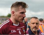 12 June 2016; Kieran Martin of Westmeath leaves the field with a bleeding nose following an altercation during the Leinster GAA Football Senior Championship Quarter-Final match between Westmeath and Offaly at Cusack Park in Mullingar, Co. Westmeath. Photo by Seb Daly/Sportsfile