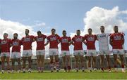 12 June 2016; Cork players stand for the National Anthem prior to their Munster GAA Football Senior Championship Semi-Final match between Tipperary and Cork at Semple Stadium in Thurles, Co Tipperary. Photo by Piaras Ó Mídheach/Sportsfile