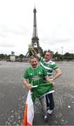 12 June 2016; Republic of Ireland supporters Sean Convie, right, and Martin Millar, from Armagh, are photographed in front of the Eiffel Tower at UEFA Euro 2016 in Paris, France. Photo by Stephen McCarthy/Sportsfile