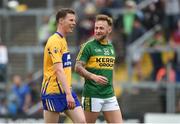 12 June 2016; Kevin Harnett of Clare and Barry John Keane of Kerry share a laugh after their Munster GAA Football Senior Championship Semi-Final match at Fitzgerald Stadium in Killarney, Co. Kerry. Photo by Diarmuid Greene/Sportsfile