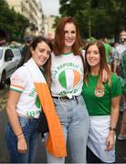 12 June 2016; Republic of Ireland supporters, from left, Fiona McDonnell, Ruth Fennell, and Sarah King in Montmartre at UEFA Euro 2016 in Paris, France. Photo by Stephen McCarthy/Sportsfile