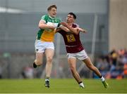 12 June 2016; Johnny Moloney of Offaly in action against Paddy Fagan of Westmeath during the Leinster GAA Football Senior Championship Quarter-Final match between Westmeath and Offaly at Cusack Park in Mullingar, Co. Westmeath. Photo by Seb Daly/Sportsfile