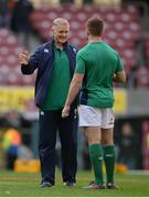 11 June 2016; Ireland head coach Joe Schmidt with Paddy Jackson before the 1st test of the Castle Lager Incoming series between South Africa and Ireland at the DHL Newlands Stadium in Cape Town, South Africa. Photo by Brendan Moran/Sportsfile