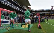 11 June 2016; Paddy Jackson, right, and Iain Henderson of Ireland run onto the pitch before the 1st test of the Castle Lager Incoming series between South Africa and Ireland at the DHL Newlands Stadium in Cape Town, South Africa. Photo by Brendan Moran/Sportsfile