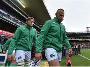 11 June 2016; Luke Marshall, right, and Jordi Murphy of Ireland walk onto the pitch before the 1st test of the Castle Lager Incoming series between South Africa and Ireland at the DHL Newlands Stadium in Cape Town, South Africa. Photo by Brendan Moran/Sportsfile