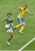 13 June 2016; Jeff Hendrick of Republic of Ireland in action against Sebastian Larsson of Sweden during the UEFA Euro 2016 Group E match between Republic of Ireland and Sweden at Stade de France in Saint Denis, Paris, France. Photo by Sportsfile