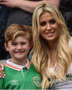 13 June 2016; Claudine Keane with her son Robbie Keane Junior prior to the UEFA Euro 2016 Group E match between Republic of Ireland and Sweden at Stade de France in Saint Denis, Paris, France. Photo by David Maher/Sportsfile