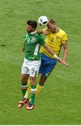 13 June 2016; Shane Long of Republic of Ireland and Andreas Granqvist of Sweden during the UEFA Euro 2016 Group E match between Republic of Ireland and Sweden at Stade de France in Saint Denis, Paris, France. Photo by Sportsfile