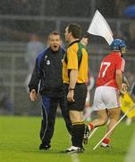 17 July 2010; Waterford manager Davy Fitzgerald reacts to a sideline ball decision by linesman James Owens. Munster GAA Hurling Senior Championship Final Replay, Cork v Waterford, Semple Stadium, Thurles, Co. Tipperary. Picture credit: Brendan Moran / SPORTSFILE
