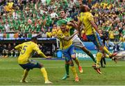 13 June 2016; John O'Shea of Republic of Ireland in action against Victor Lindelöf of Sweden during the UEFA Euro 2016 Group E match between Republic of Ireland and Sweden at Stade de France in Saint Denis, Paris, France. Photo by David Maher/Sportsfile