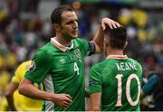 13 June 2016; John O'Shea, left, and Robbie Keane of Republic of Ireland acknowledges the supporters after the UEFA Euro 2016 Group E match between Republic of Ireland and Sweden at Stade de France in Saint Denis, Paris, France. Photo by David Maher/Sportsfile
