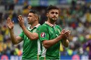 13 June 2016; Shane Long, right, and Jon Walters of Republic of Ireland acknowledges the supporters after the UEFA Euro 2016 Group E match between Republic of Ireland and Sweden at Stade de France in Saint Denis, Paris, France. Photo by David Maher/Sportsfile