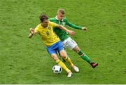 13 June 2016; Albin Ekdal of Sweden in action against James McClean of Republic of Ireland during the UEFA Euro 2016 Group E match between Republic of Ireland and Sweden at Stade de France in Saint Denis, Paris, France. Photo by Sportsfile