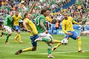 13 June 2016; Jeff Hendrick of Republic of Ireland in action against  Andreas Granqvist of Sweden in the UEFA Euro 2016 Group E match between Republic of Ireland and Sweden at Stade de France in Saint Denis, Paris, France. Photo by David Maher/Sportsfile
