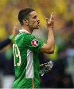 13 June 2016; Robbie Brady of Republic of Ireland acknowledges the supporters after the UEFA Euro 2016 Group E match between Republic of Ireland and Sweden at Stade de France in Saint Denis, Paris, France. Photo by Stephen McCarthy/Sportsfile