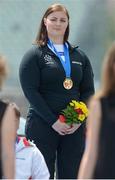 14 June 2016; Ireland's Orla Barry of Leevale Athletics Club, from Ladysbridge, Co. Cork, on the podium with her gold medal, F57 class discus, at the 2016 IPC Athletic European Championships in Grosseto, Italy. Photo by Luc Percival/Sportsfile