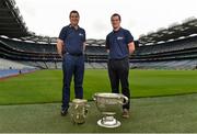 14 June 2016; All-Ireland winning stars Michael Duignan, left, of Offaly and Brian McGuigan of Tyrone were at GAA Headquarters today for the launch of this year’s Bord Gáis Energy Legends Tour Series. The duo are among an array of GAA greats who will host tours of Croke Park as part of the 2016 Legends Tour series, an event that offers GAA fans a unique chance to experience the stadium from a player’s perspective. For more information about this summers’ GAA Legend tours, log on to www.bgeu21.ie. Croke Park, Dublin. Photo by Matt Browne/Sportsfile